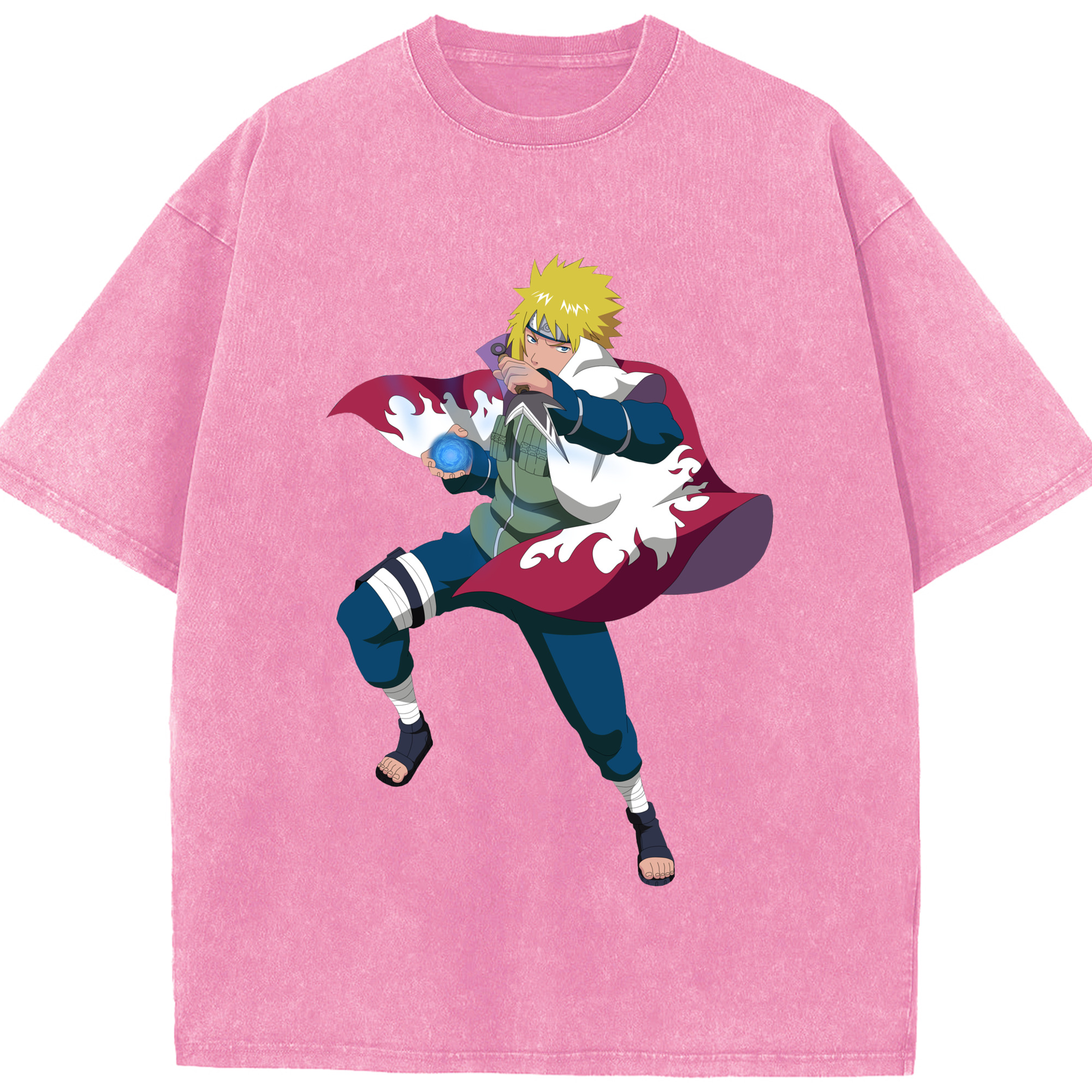 （画像用） NARUTO -ナルト- 波風 ミナト Namikaze Minato 綿100% ヴィンテージ風 半袖Tシャツ（フロントプリント）